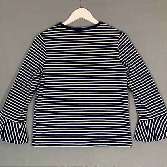 Draper James Blue and White Bell Sleeve Ribbed Blouse Ladies Sz Small - Picture 3 of 7